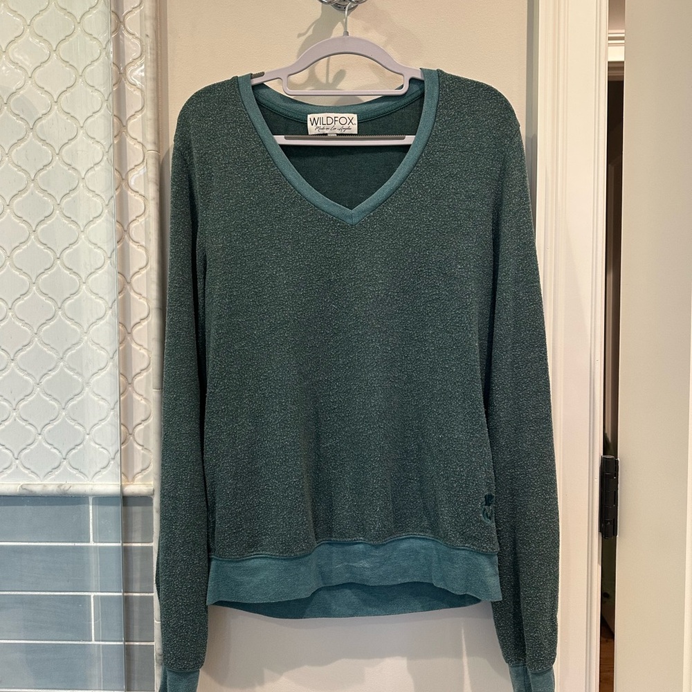 Wildfox Teal V-Neck Sweater
